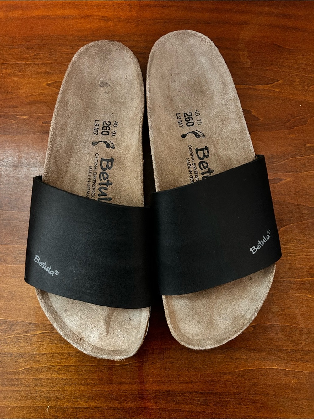 Betula Black Reggae Vegan Leather Cork sole Slide Sandals size 40/9